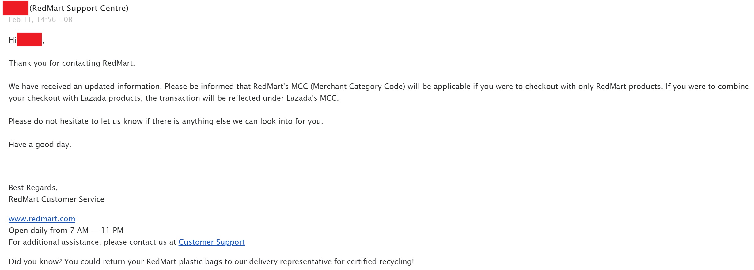 Redmart response
